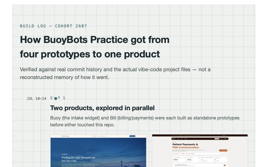 BuoyBots · first AI BuildCamp cohort build-log presentation