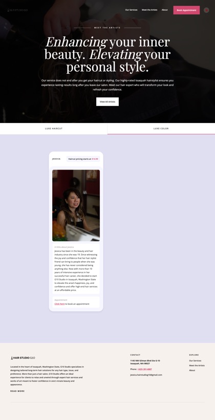 Top of the full Meet the Artists page capture